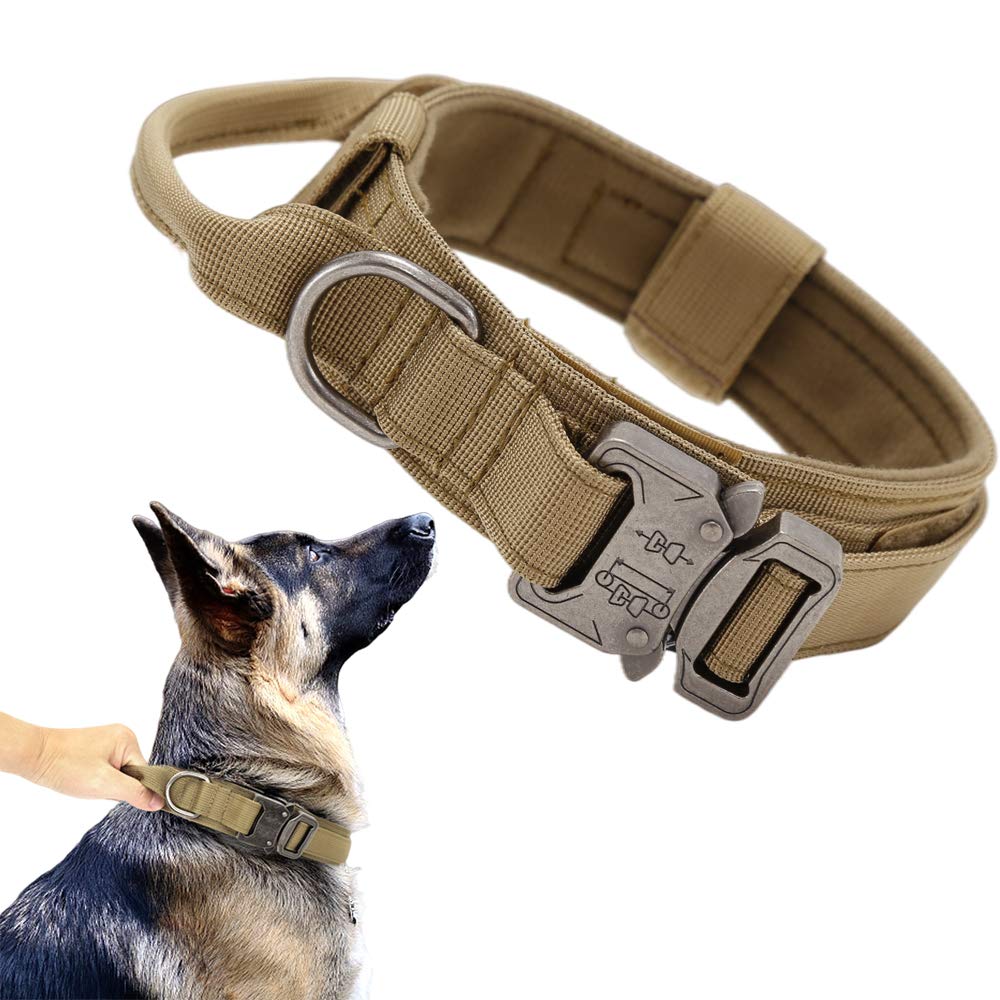 Qpets Dog Collar for Training with Quick Release Metal Buckle and Strap Handle | Adjustable Nylon 13.5–16.5 in