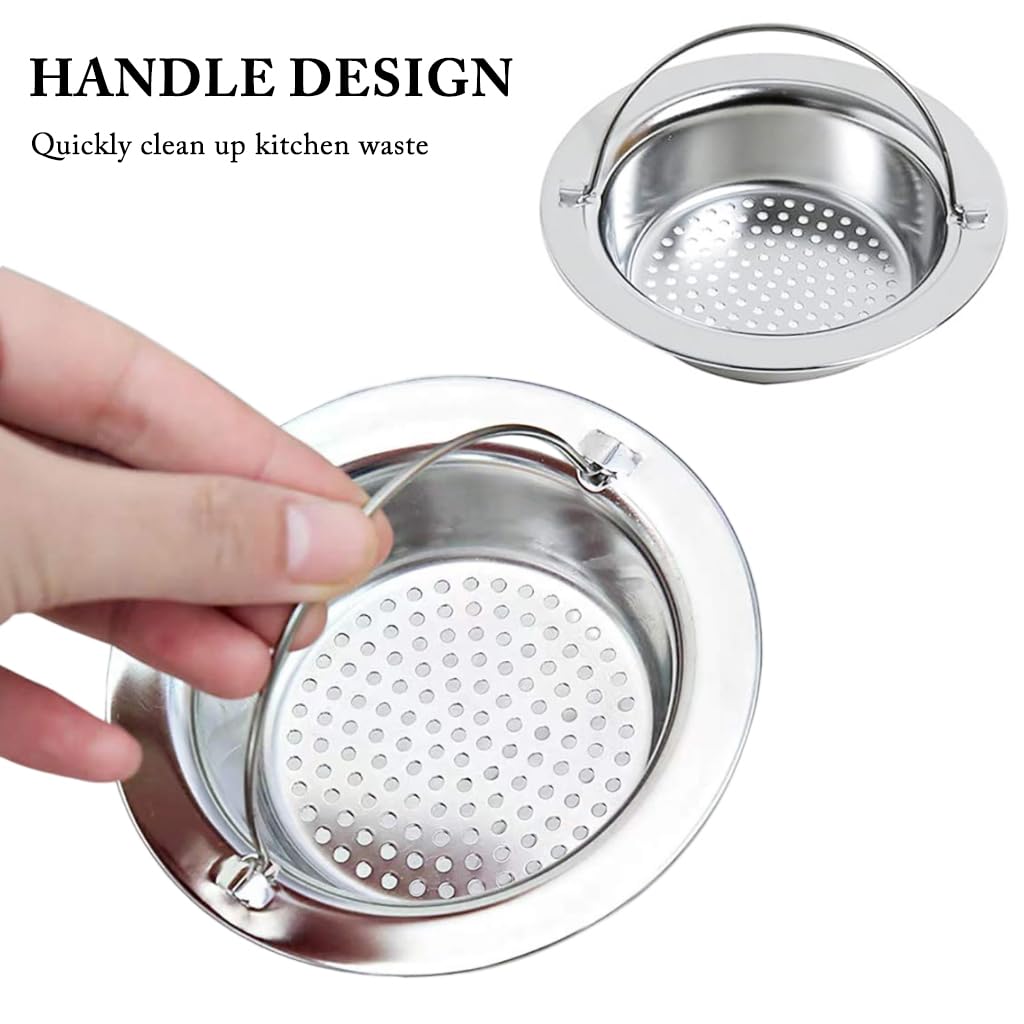 ZIBUYU® 2PC Sink Strainer Stainless Steel Waste Strainer for Kitchen Sink Drainer Net Strainer for Bathroom & Kitchen