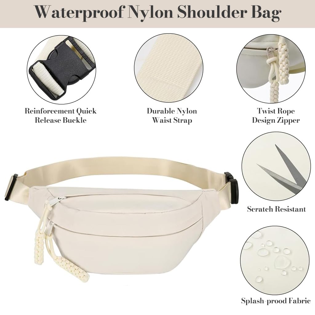 ZIBUYU Waist Bag for Men with Double Layer Storage and Adjustable Strap | Waterproof Nylon Travel Chest Pack