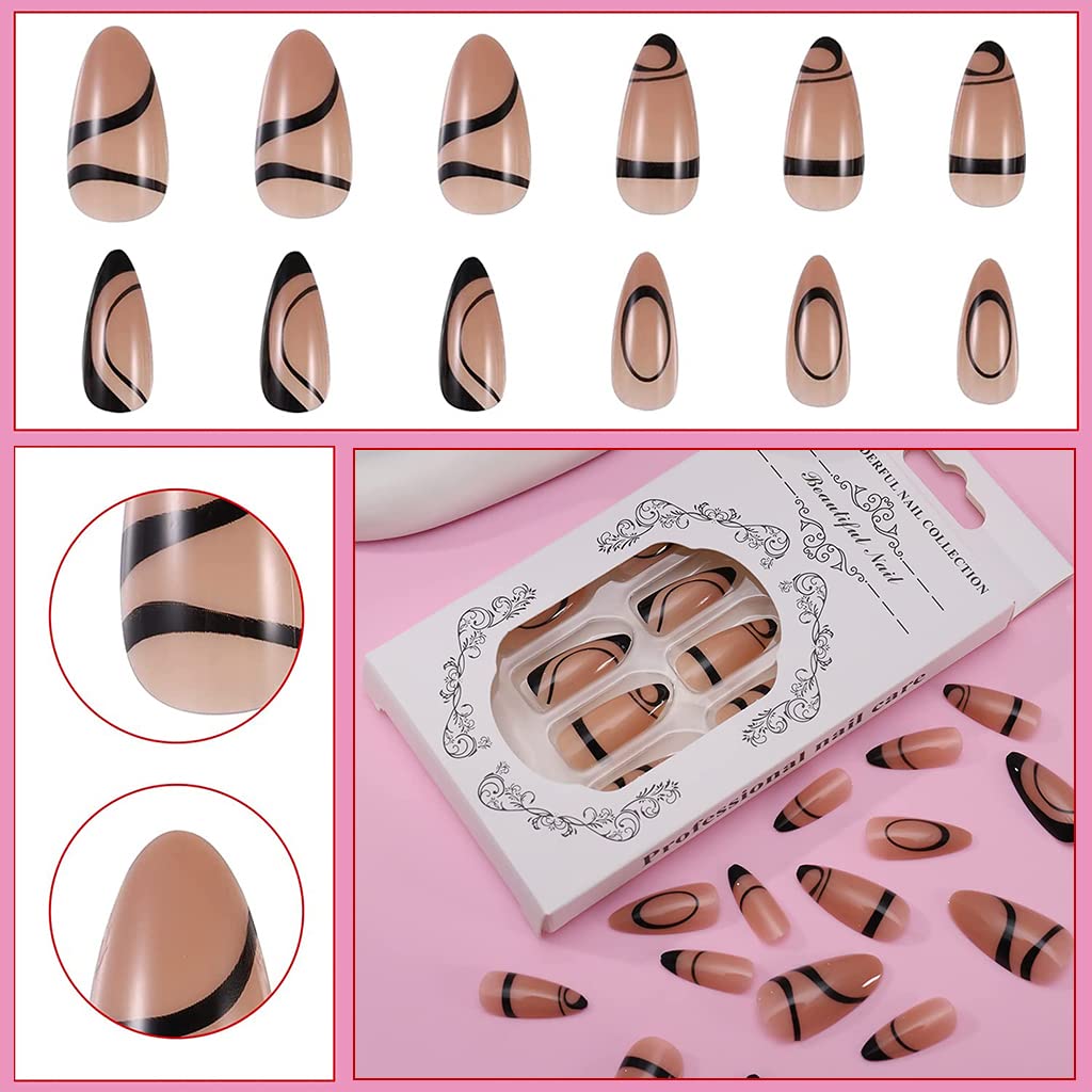 MAYCREATE French Artificial Nails Art Set for DIY Nail Salon Use with 24pcs Jelly Tabs | ABS Press On Nails for Women