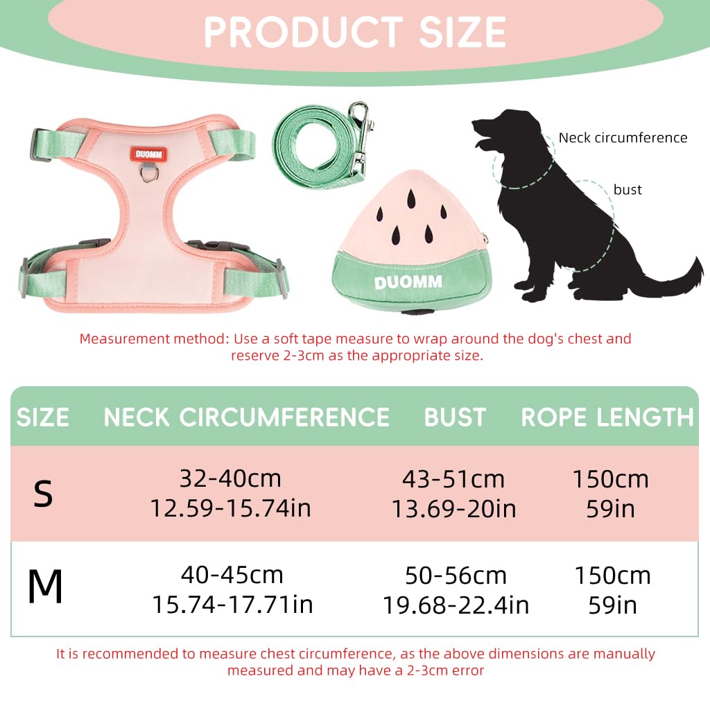 Qpets Dog Harness Vest for Small Pets with Removable Zipper Pouch and Leash Set 3PCS
