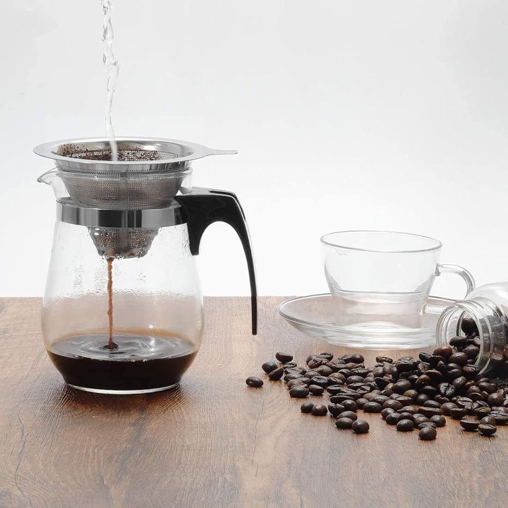 Verilux® Pour Over Filter Dripper Paperless Mess Stainless Steel One to Two Cup Maker Keeping Natural Coffee Flavour Easy to Use and Clean 3PCS