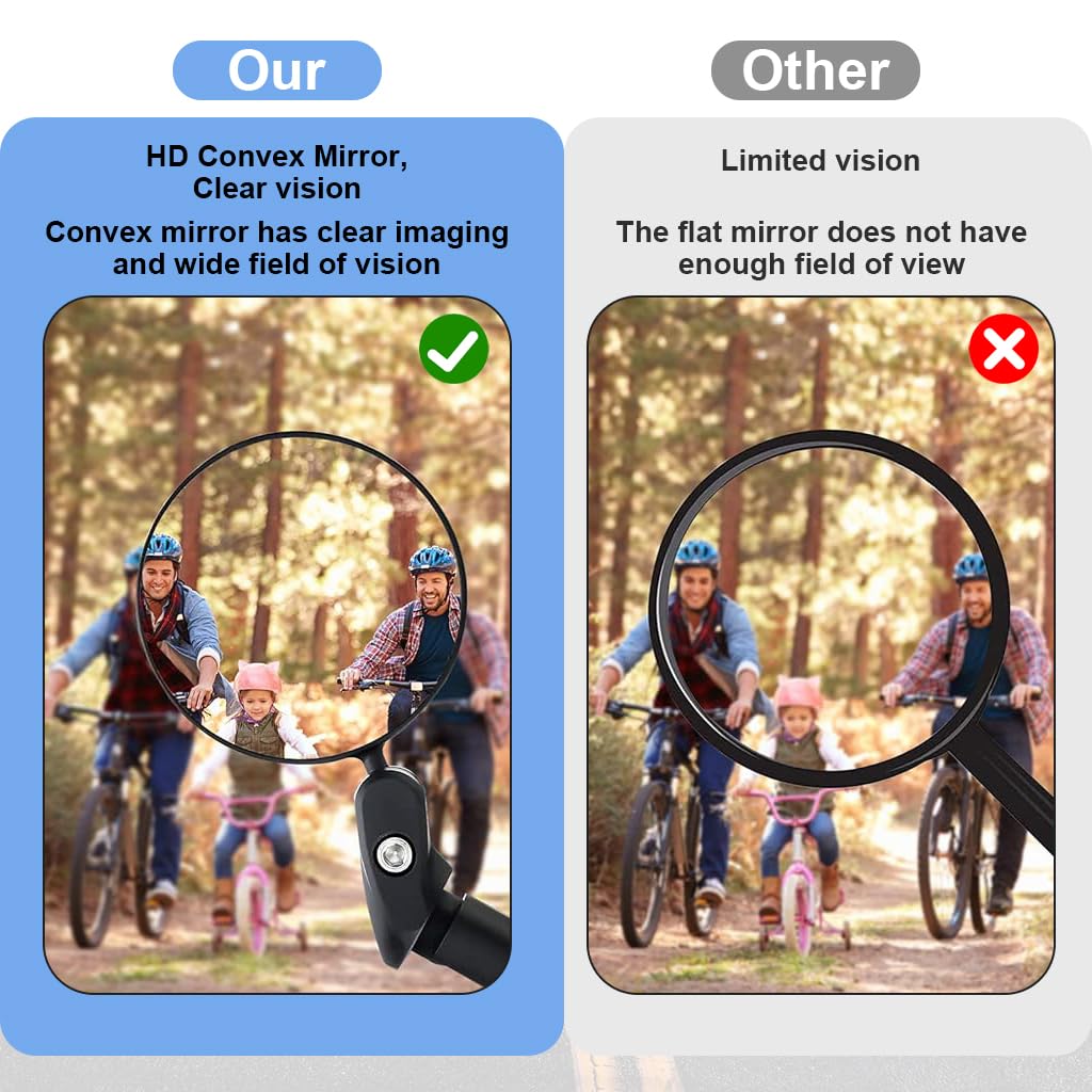 STHIRA Bike Mirrors for Handlebar End Use with 360° Rotatable Design and ABS Material | 2Pcs Set