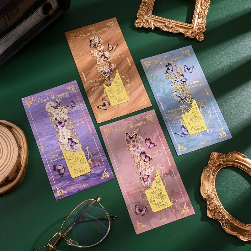 OFIFO Butterfly Metal Bookmark Set of 4 for Books with Cutout Embossed Design | 1x4 in