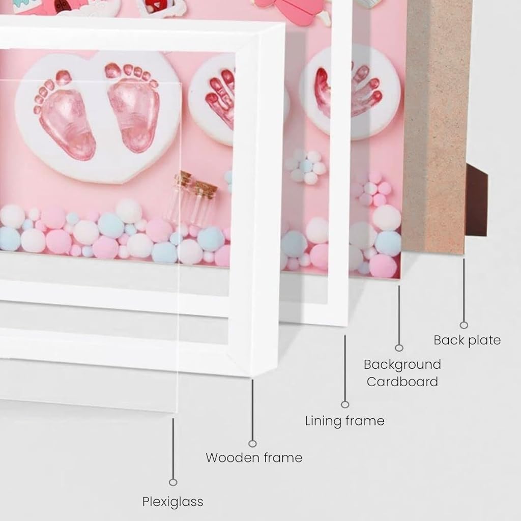 PATPAT® Baby Clay Footprint & Hand Print Kit Golden Paints with 12 Inches Photo Frame Accessories Newborn Handprint Footprint Shower Gift for Girls 2 PCS