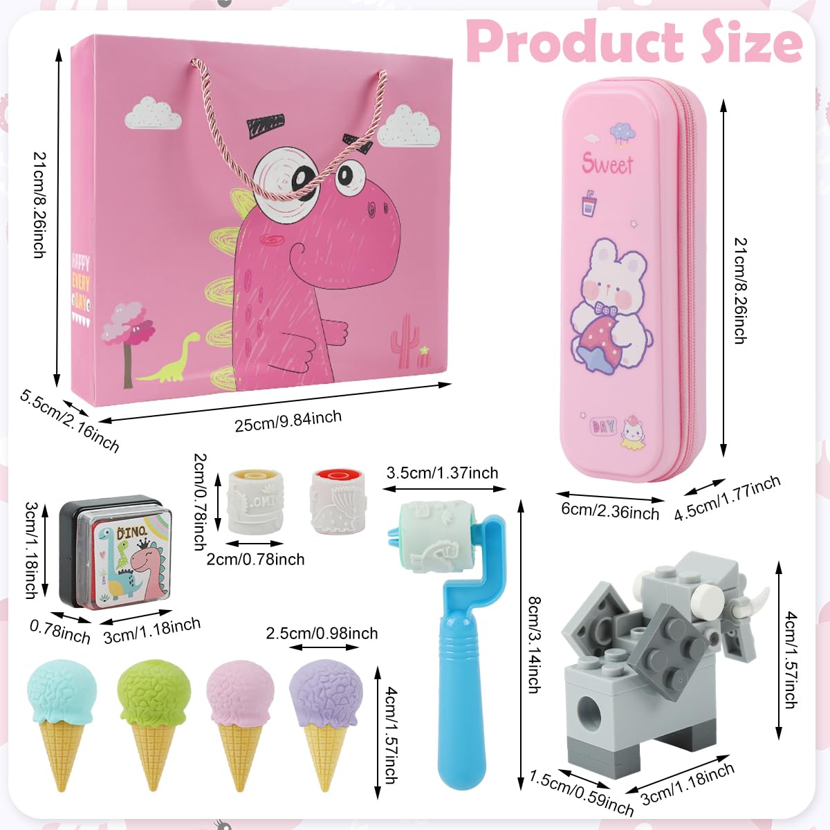 ZIBUYU Cute Pink Stationery Gift Set for Girls with Pencil Box and Charms | Ideal School Supplies and Birthday Present