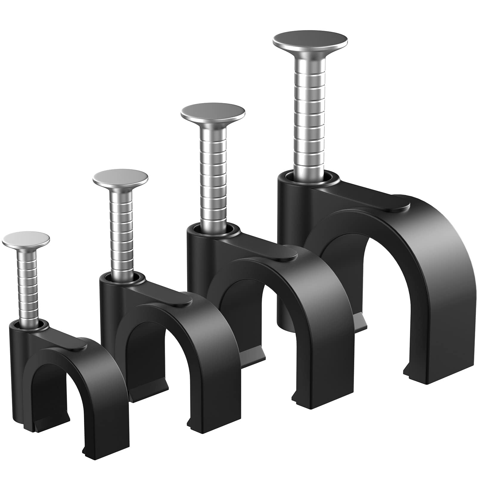 Supvox Wire Fastener Circle Cable Clips for Wall Use with Metal Nails 200 pcs 4–10 mm Black