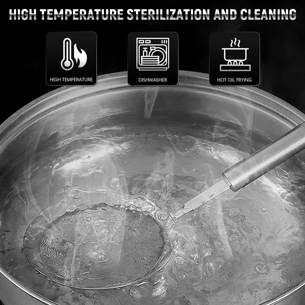 Supvox Stainless Steel Oil Skimmer Spoon for Cooking with 4.7 in Mesh and 13 in Handle