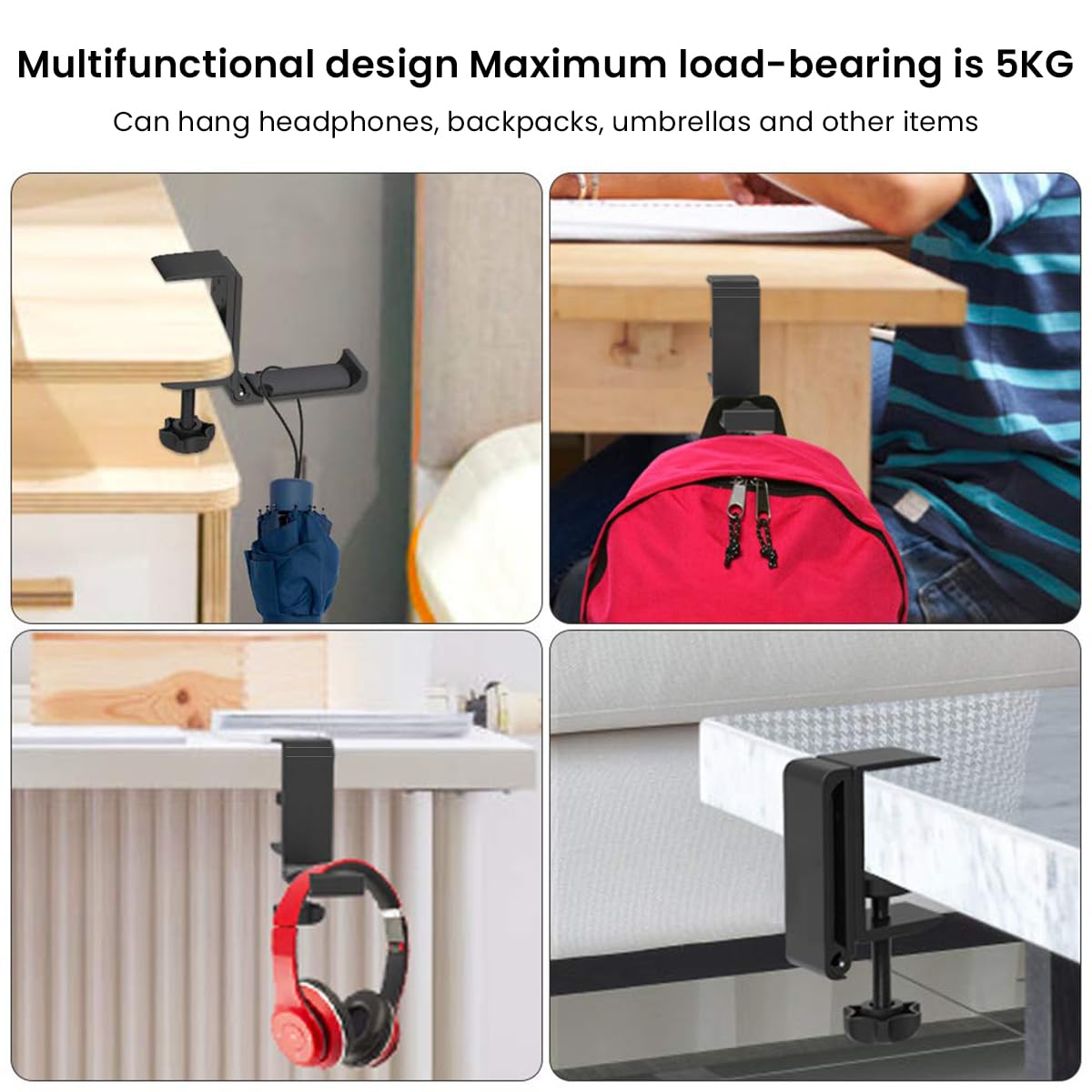 ZORBES Folding Headphone Stand Holder for Gaming Accessories with Foldable Rack | Black Desk Organizer