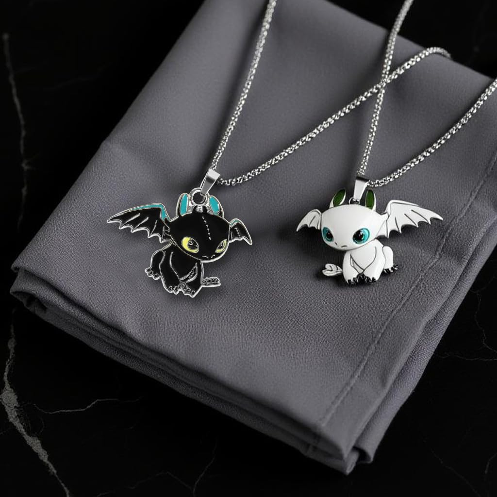 Zibuyu Couple Necklaces for Anniversary and Birthday Gifts with Multicolor Dragon Pendants | Stainless Steel Chains for Boyfriend and Girlfriend