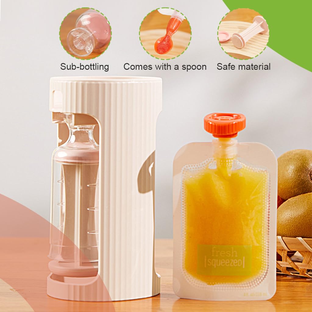 SNOWIE SOFT® Baby Food Maker for Puree Food Storage, Precise Capacity Squeeze Station, Save Time & Efficient, No Food Splashing, Baby Essentials, with 10pcs Reusable Portable Food Storage Bag