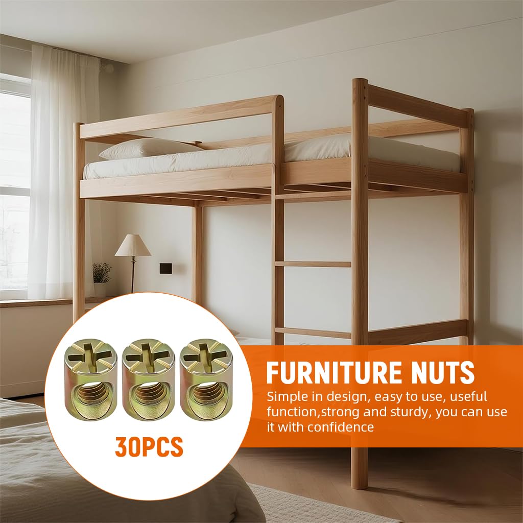 Serplex Hammer Head Nuts for Furniture Assembly with Cross-Hole Design | 30 Pcs Zinc Alloy Set