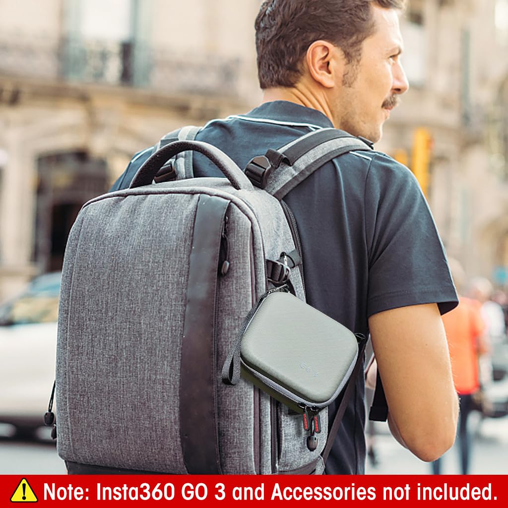 ZEITEL Carrying Case for Insta360 GO 3 with Hand Strap for Travel and Accessory Storage