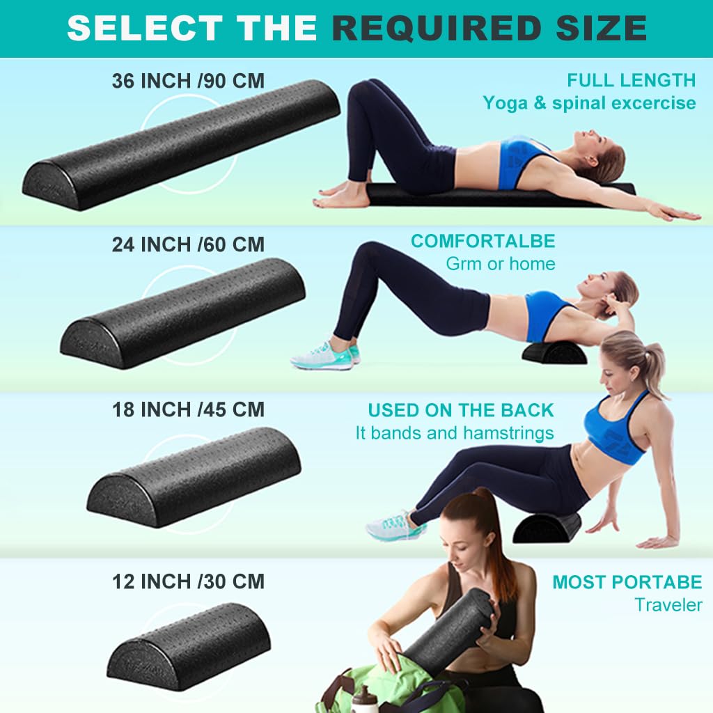Proberos Massage Roller for Gym and Yoga featuring Dual Texture Nodes 30cm EPP Foam | Muscle Relief