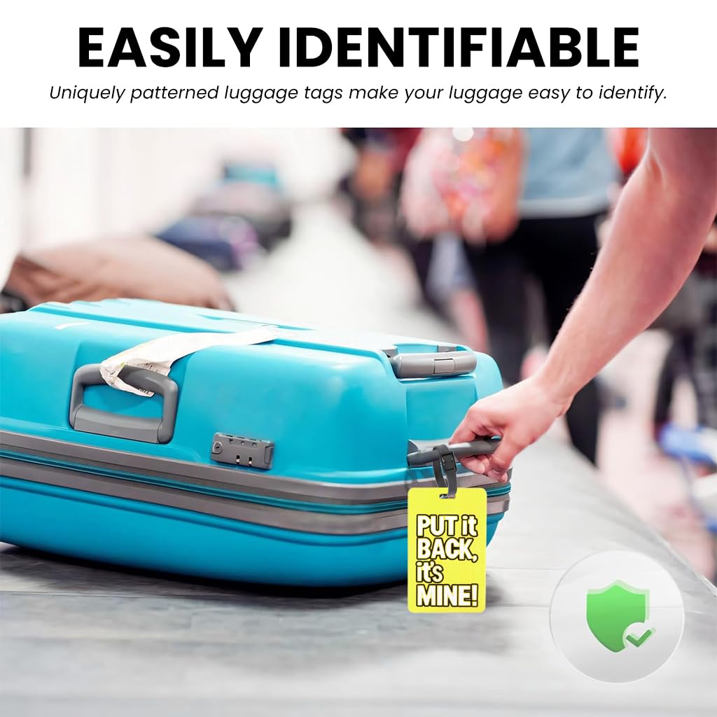 ZIBUYU PVC Luggage Tags for Suitcases and Bags featuring Privacy Cover & Easy Attachment | Set of 2