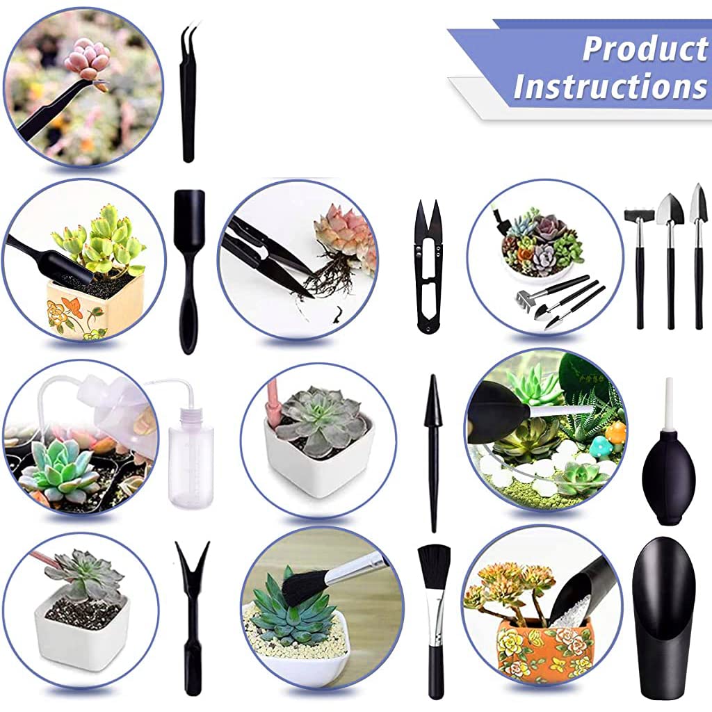 HASTHIP Garden Succulent Tools Set for Bonsai Plant Care with 14 pcs and 74×74 cm Tarp | Pink