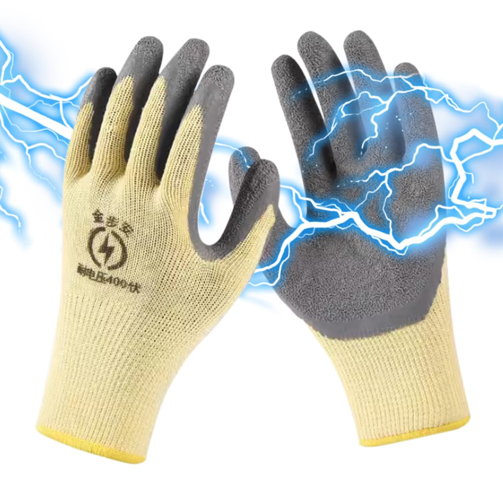 Serplex® Electrical Insulated Gloves Full Palm Rubberization 400V High Voltage Resistance Safe Electrician Work Gloves Non-slip Insulated Gloves Electrician Work Gloves for Men Women