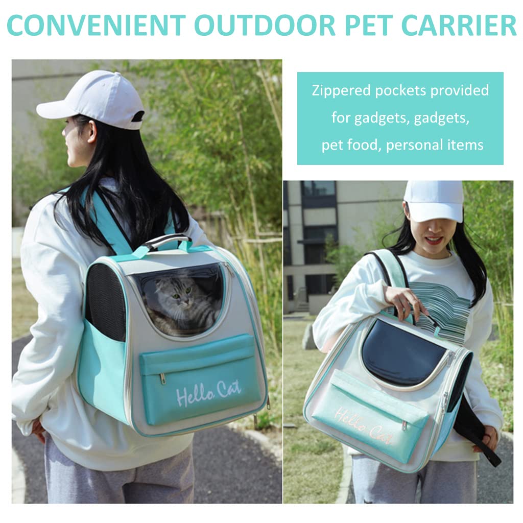 Qpets® Cat Carrier Backpack Cat Carrier Small Pet Travel Carrier Lightweight Carrier for Dog Cat Carrier Backpack with Handle Carrier for Small Medium Cat Dog Within 15kg