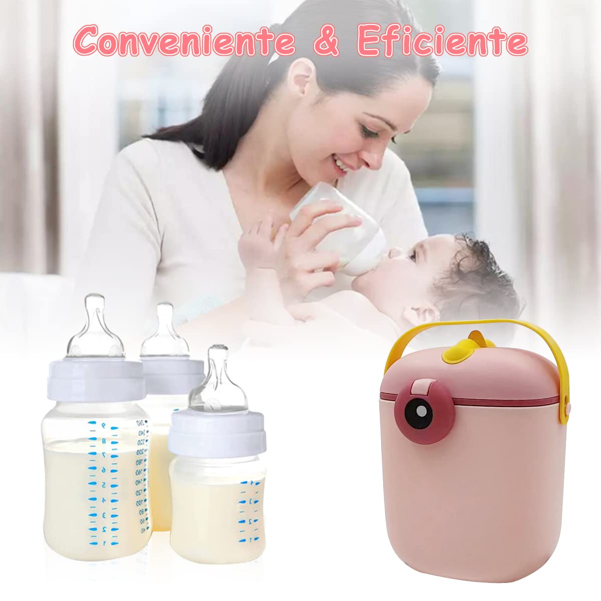 SNOWIE SOFT Baby Formula Dispenser 550ml for Travel with Double Lid Seal and Scoop | BPA Free Pink Container