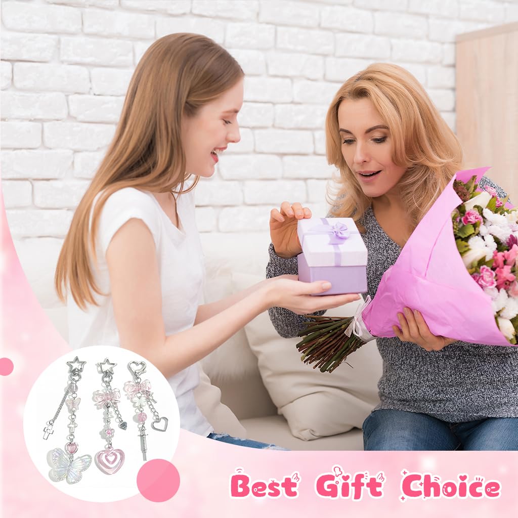 SANNIDHI Keychain Set for Bags and Backpacks with 3 Resin Charms | Y2K Style for Girls