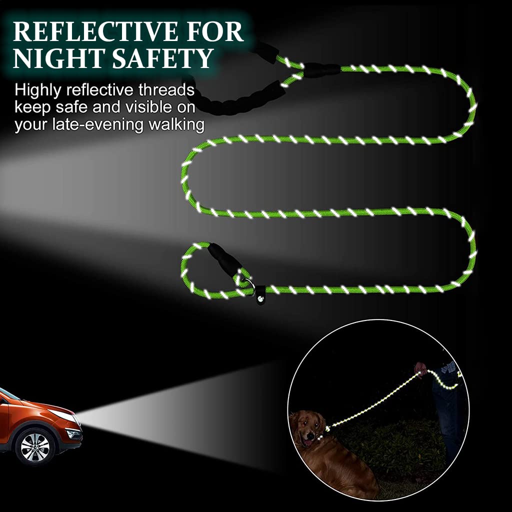 Qpets Dog Training Leash for Walking and Obedience | 5 ft Nylon Rope with Rubber Joint for Small to Medium Dogs