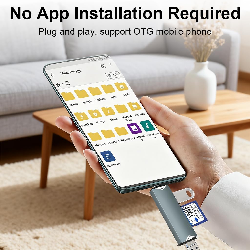 ZORBES USB 3.0 Card Reader for Phone and Laptop with Dual Type C Plug and 5Gbps Speed | SD and TF Slot Adapter