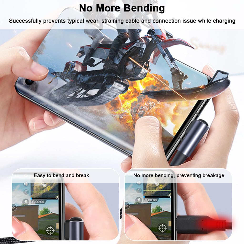 Verilux Type C Charger Cable 9.8 ft for Fast 100W PD Charging featuring 90° Right Angle | Nylon Braided