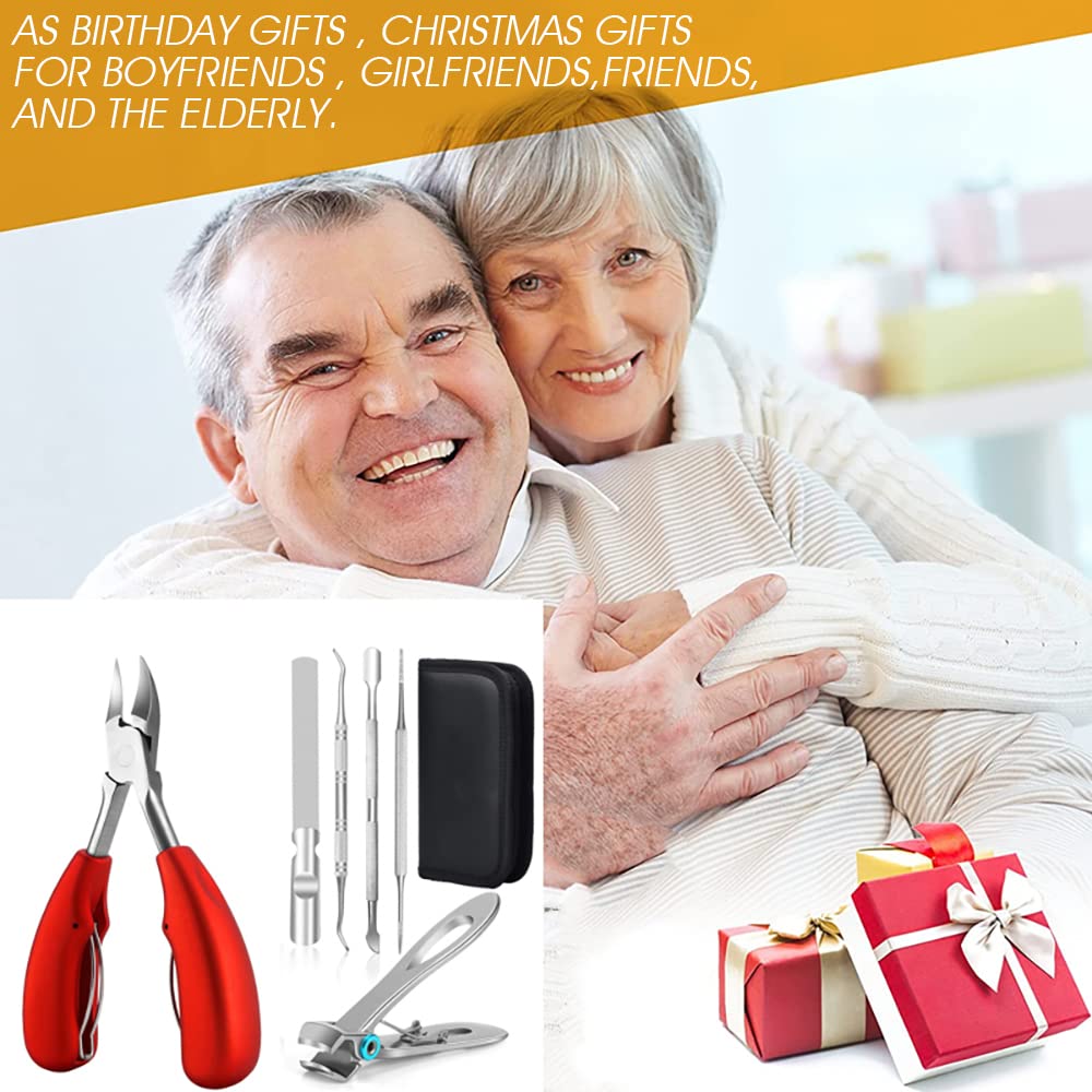 MAYCREATE Ingrown Toenail Clippers for Thick Nails with Curved Blade | 6pcs Stainless Steel Kit