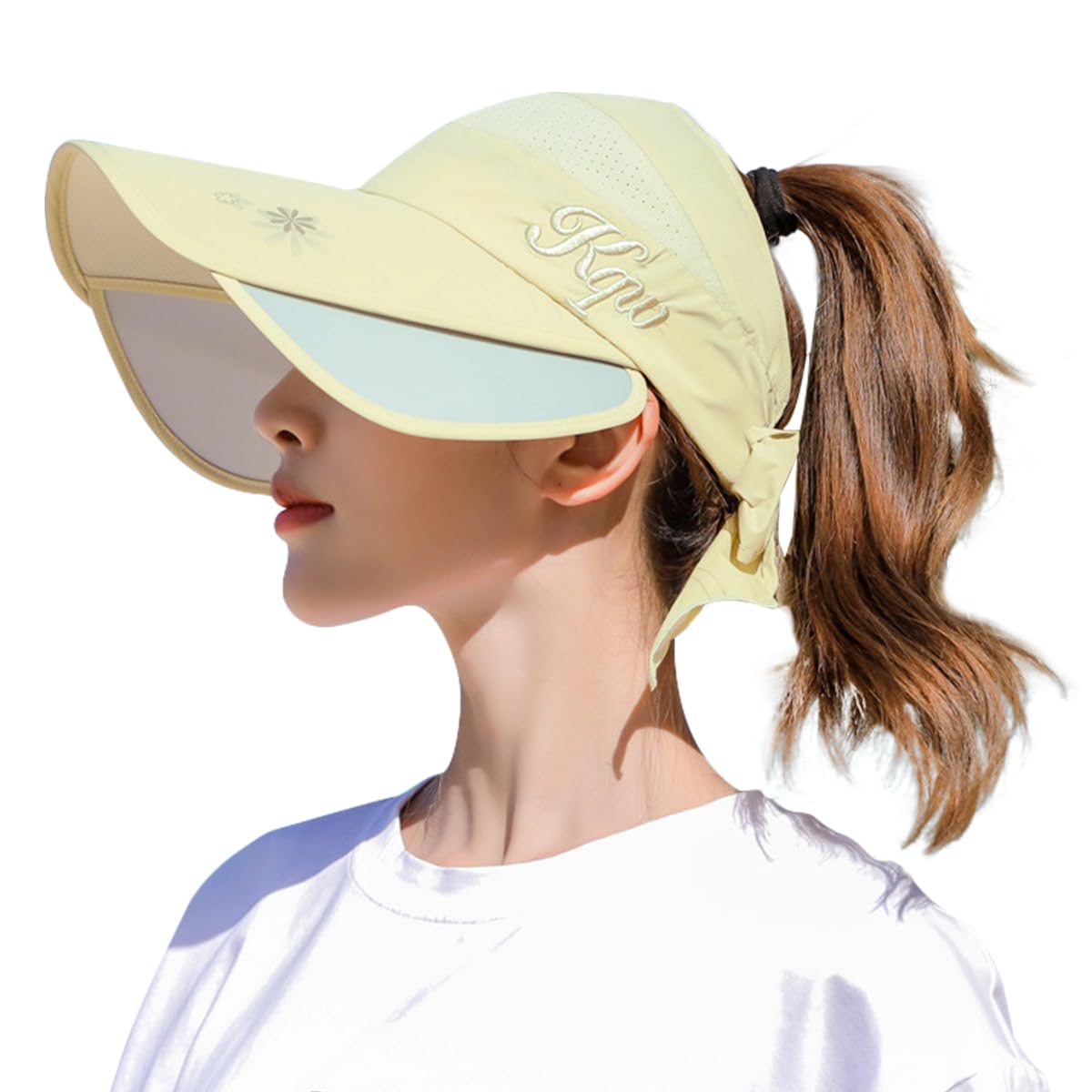 PALAY Sun Hats for Women, Wide Brim Visor Hat for Women, UV Sun Protection Golf Cap with Retractable Side Brim, Fashion Breathable Hat for Beach Fishing Tennis Running