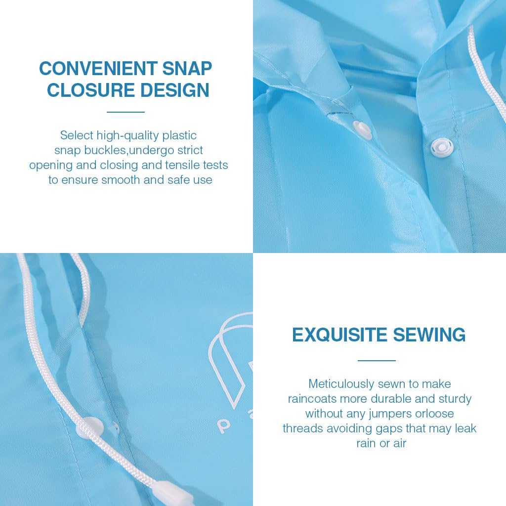 PALAY Raincoat for Kids with Drawstring Hood and Elastic Cuffs 2Pcs Set | Bright Blue and Green for 3–7 Years