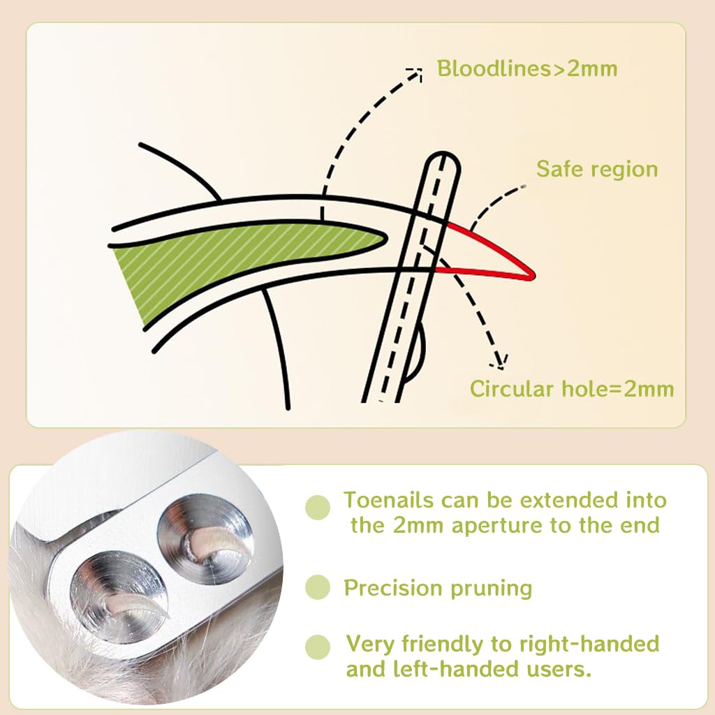 Qpets Cat Nail Clipper for Cats and Dogs with Dual Hole Design and Ergonomic Handle | Stainless Steel Blades and Built in Nail File