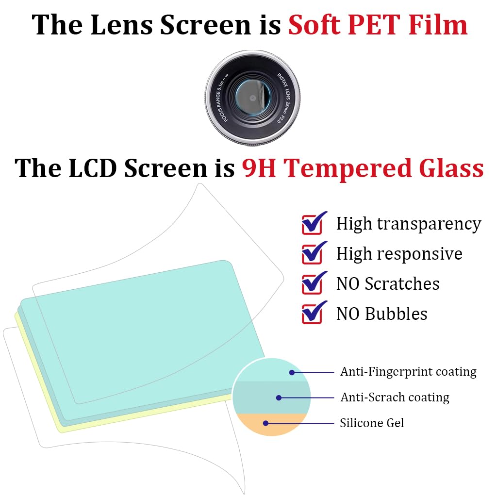 ZORBES Screen Protectors for Fujifilm Instax Mini EVO with Lens Covers & HD Tempered Glass | Anti Glare Bubble Free 4 Pack