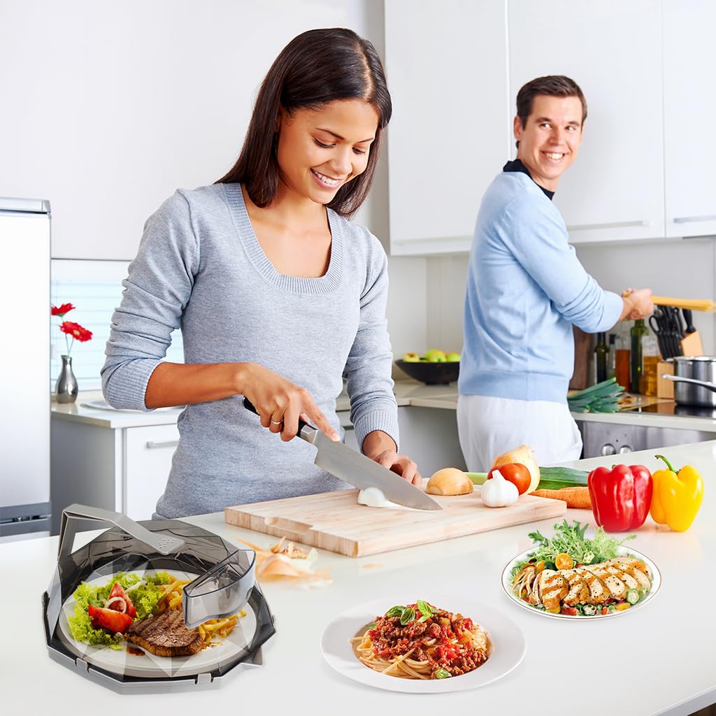 Supvox Microwave Cover for Food with 11.8×10.2×4.5 in Dome and Adjustable Steam Vent | Grey