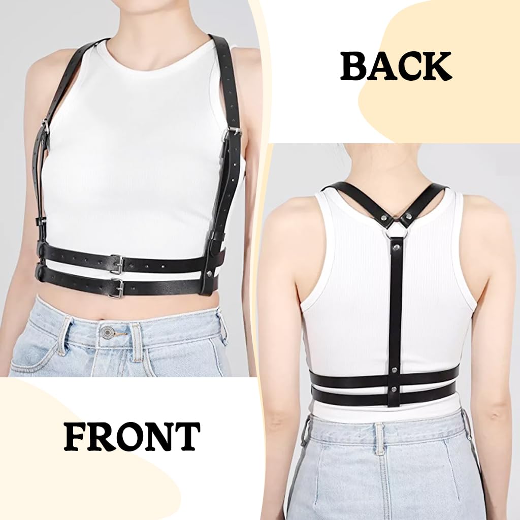 Venzina Corset Belt for Women featuring Y Strap Back Design and 24.8–39.4 in Adjustable Fit | PU Leather Punk Waist Accessory