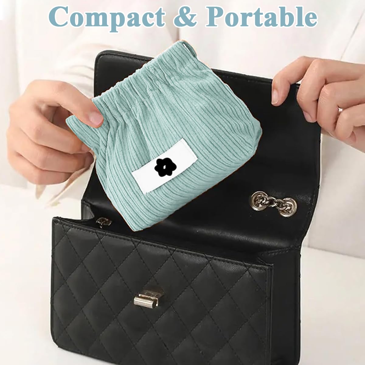MAYCREATE Small Storage Pouches for Travel with Easy Squeeze Open 13x5x12cm Corduroy Bags