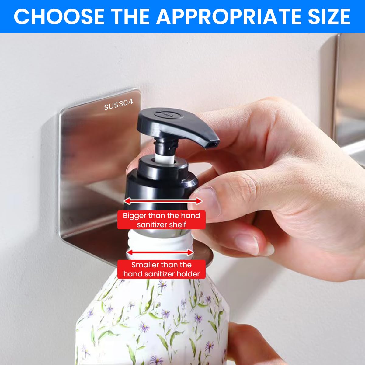 Supvox Wall Mount Holder for 27mm Pump Bottles with Adhesive Backing and Stainless Steel | Space-Saving Rack for Kitchen and Bathroom