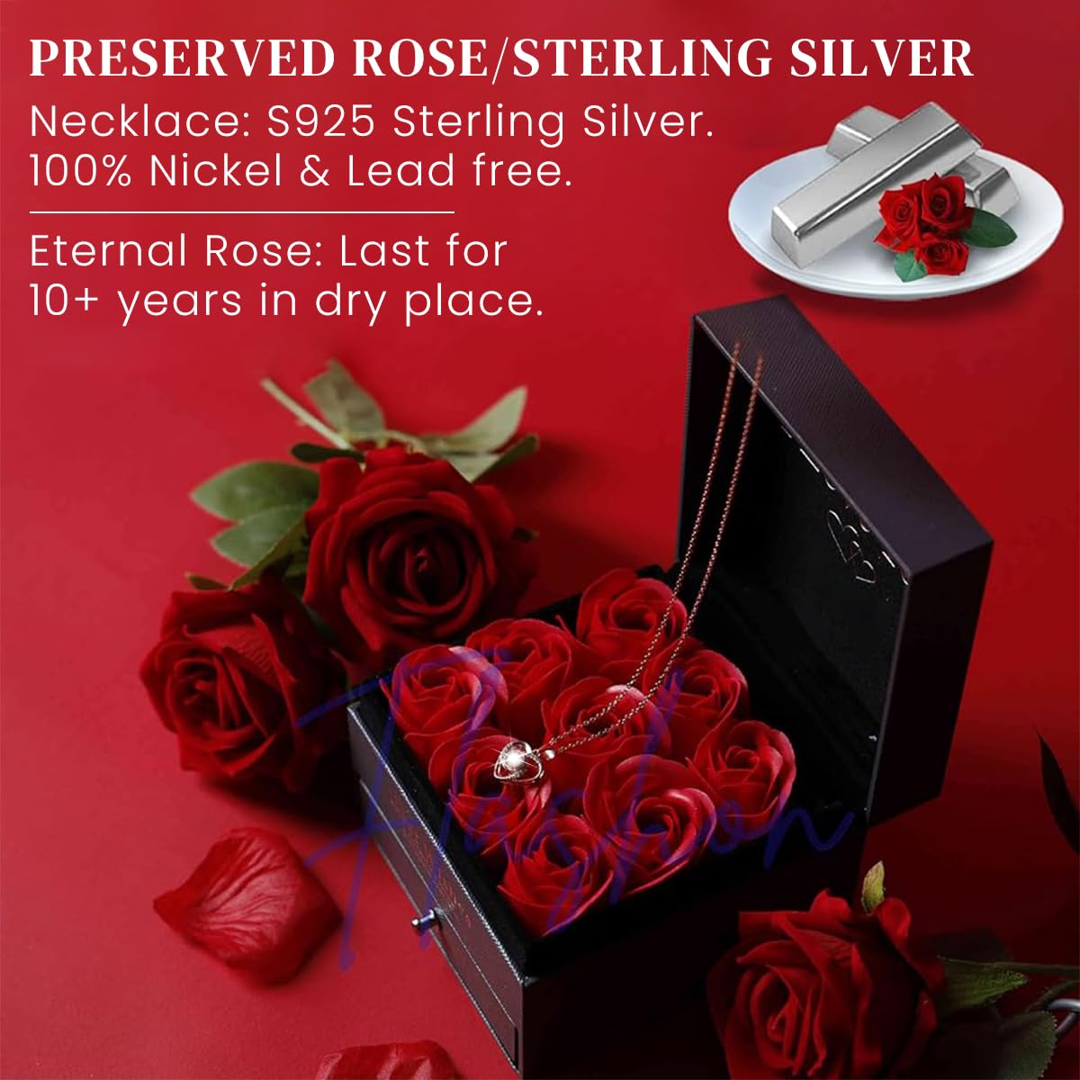 HASTHIP Eternal Rose Necklace for Women with 100 Language I Love You Projection | Gift Box Set