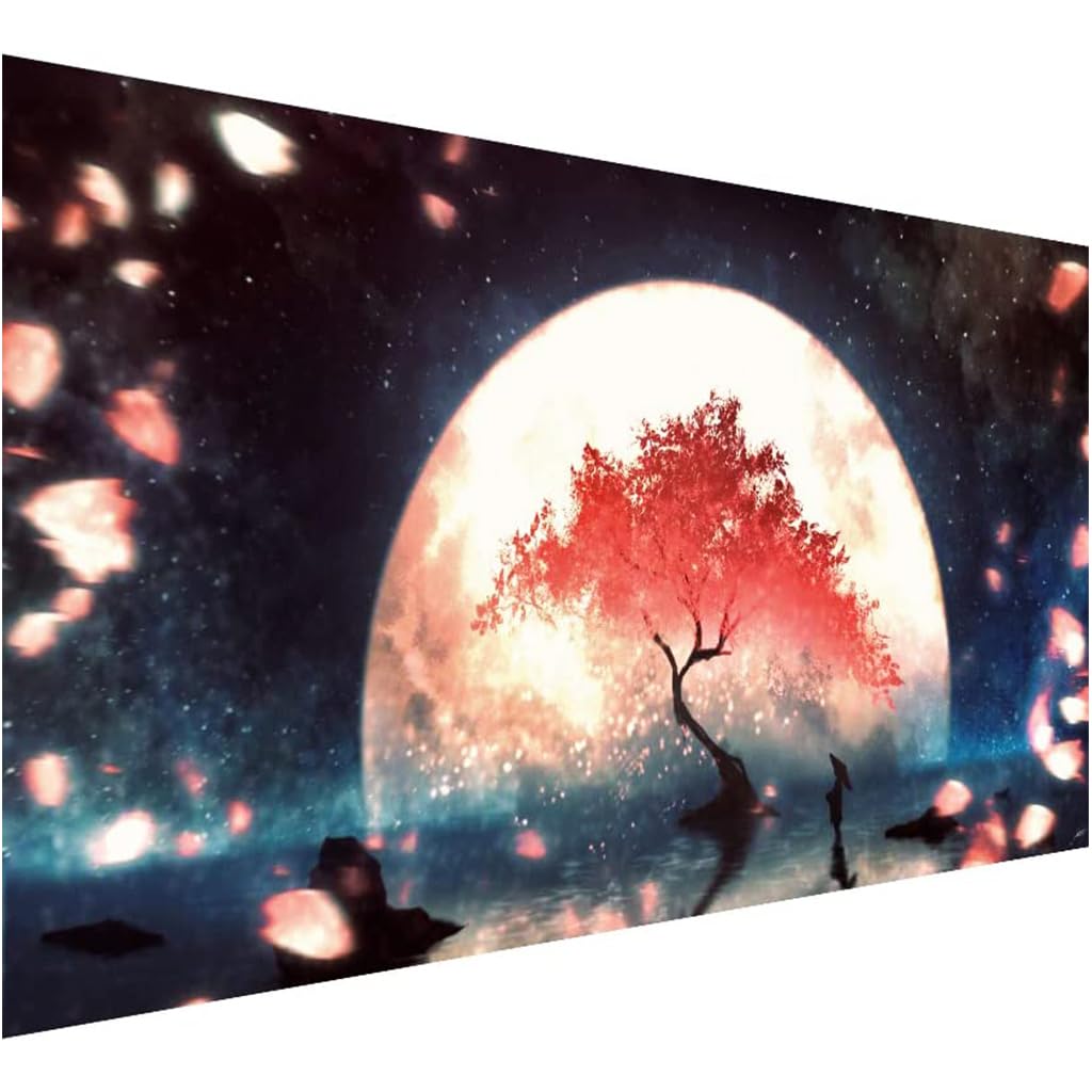 HASTHIP® 5D Diamond Painting Kit, 27.5 X 15.7inch Large Size Moon Tree Diamond Painting Kits for Adults, DIY Full Drill Crystal Rhinestone Arts and Crafts, Art Diamond Painting for Home Wall Decor