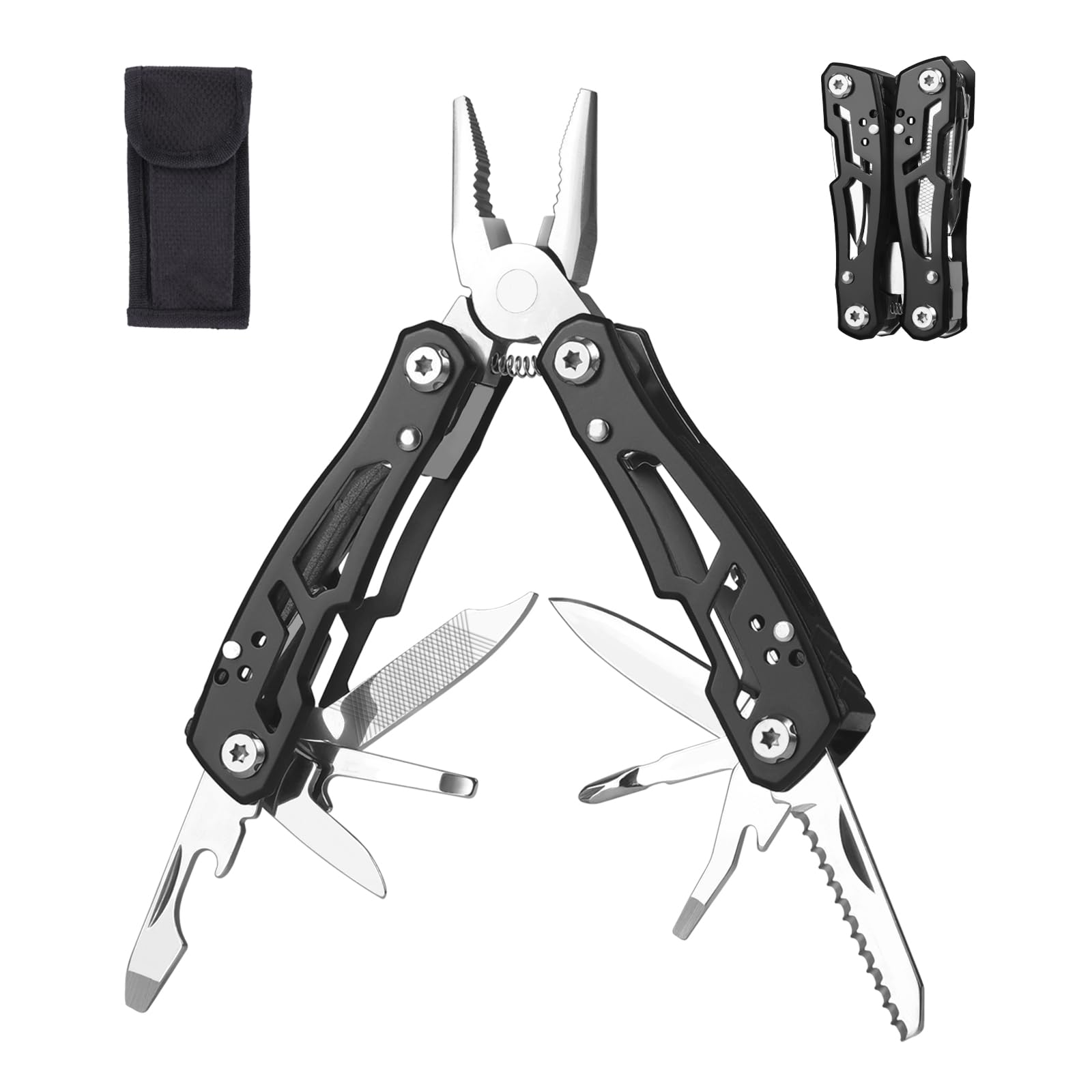 HASTHIP® Folding Multi Tool for Keyring 12 in 1 Stainless Steel Piler Tool