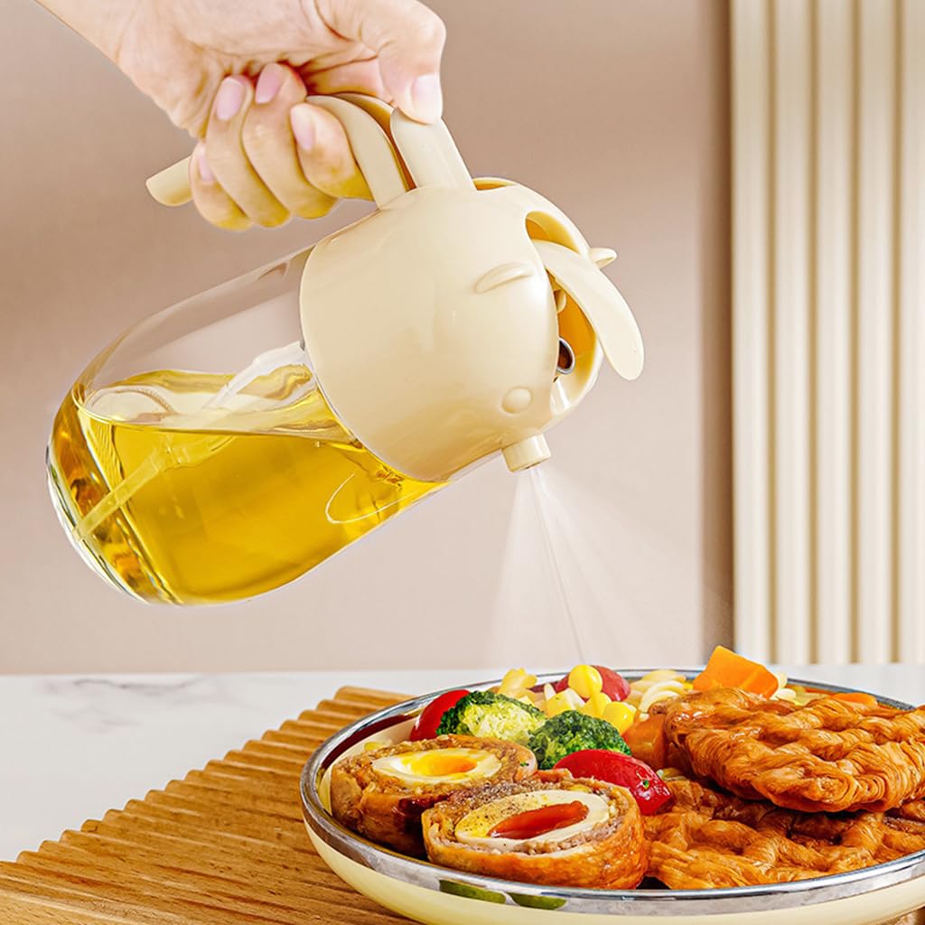 HASTHIP Olive Oil Sprayer for Kitchen and Air Fryer featuring Dual Function Design and 580ml Glass Bottle | Precise 0.2g Spray Control