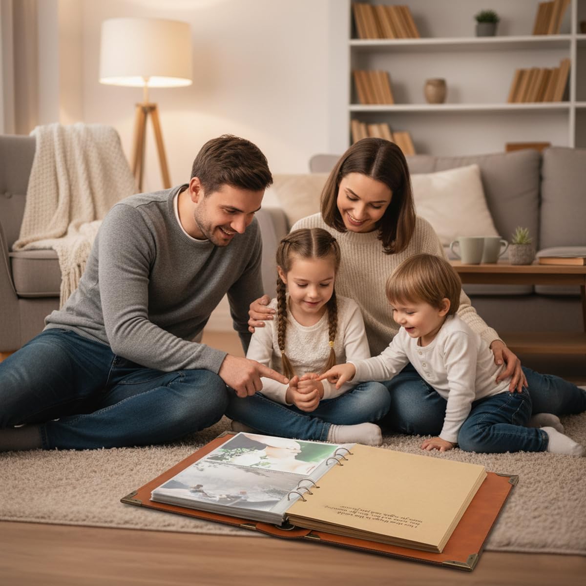 HASTHIP Photo Album for 4x6 Photos with 30 Sheets Vintage Craft Paper and Embossed PU Leather Cover