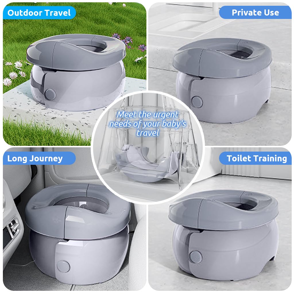 SNOWIE SOFT® Potty Training Toilet Seat for Toddlers Outdoor Folding Travel Easy Toilet for Toddlers Double Layer Toilet with Removable Liner Bucket Portable Baby Toilet for 0-3 Years Toddlers