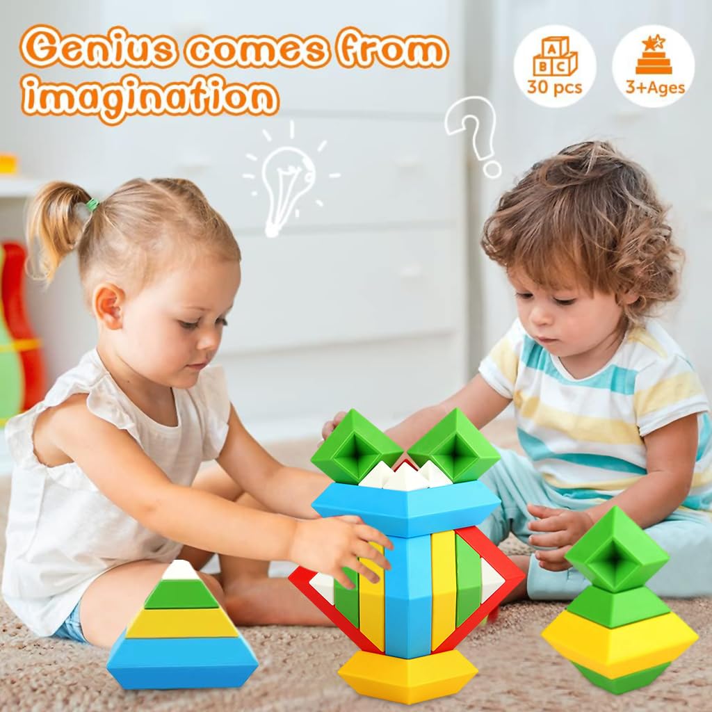 PATPAT® Wooden Stacking Puzzle Toy for Kids Color Block Toy for Kids Montessori Toy Early Sensory Development Fine Motion Skill Toy Color Building Toy Busy Toy for Kids 2-5 Years Old