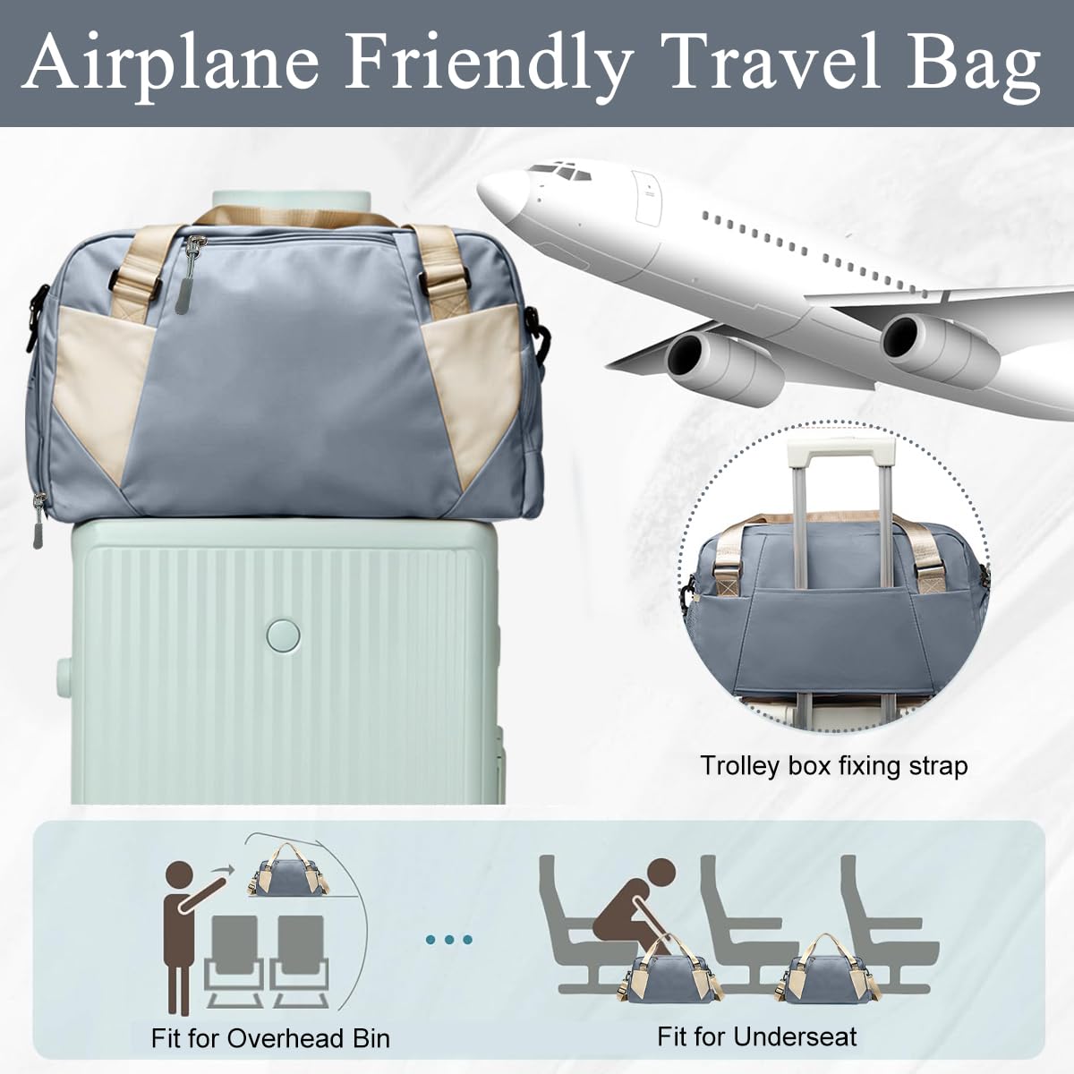 ZIBUYU Gym Bag for Travel and Sports with 30L Capacity and Shoe Compartment | Waterproof Oxford Duffle for Men and Women