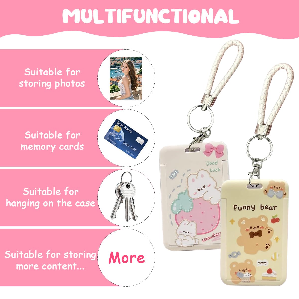 PATPAT Cartoon ID Card Holder for Students and Office with Lanyard & Keychain | 110mm x 70mm Clear Acrylic Sleeve