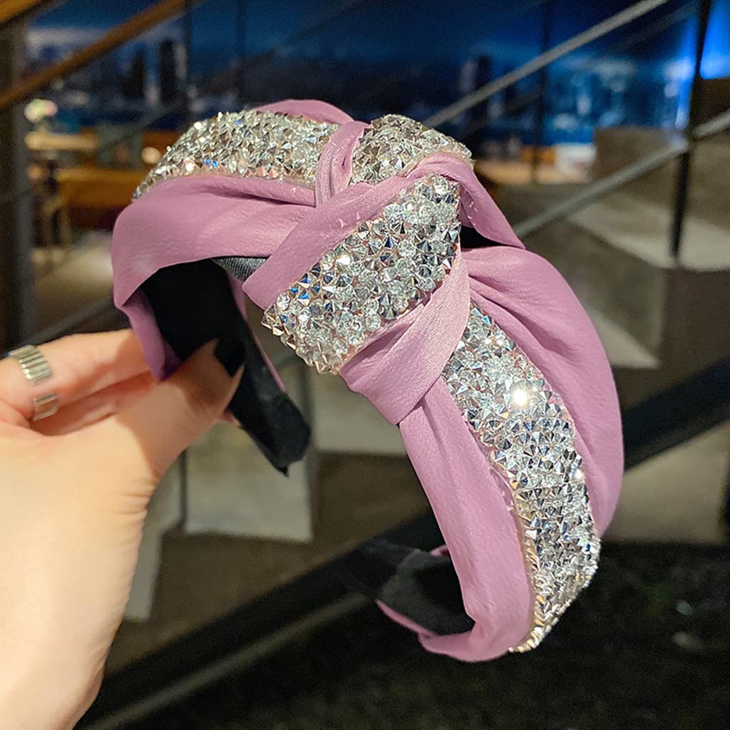 MAYCREATE Pink Knotted Headband for Women featuring Rhinestone Bow Design | Daily Hair Accessory