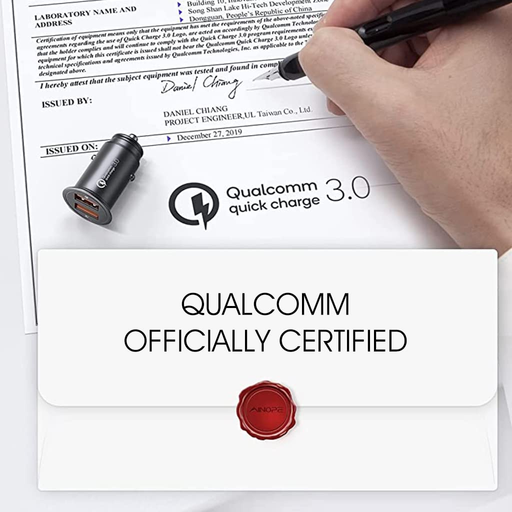 HASTHIP USB Car Charger Dual QC3.0 36W with Smart IC Protection and Metal Casing | Fast Charge for iPhone and Android