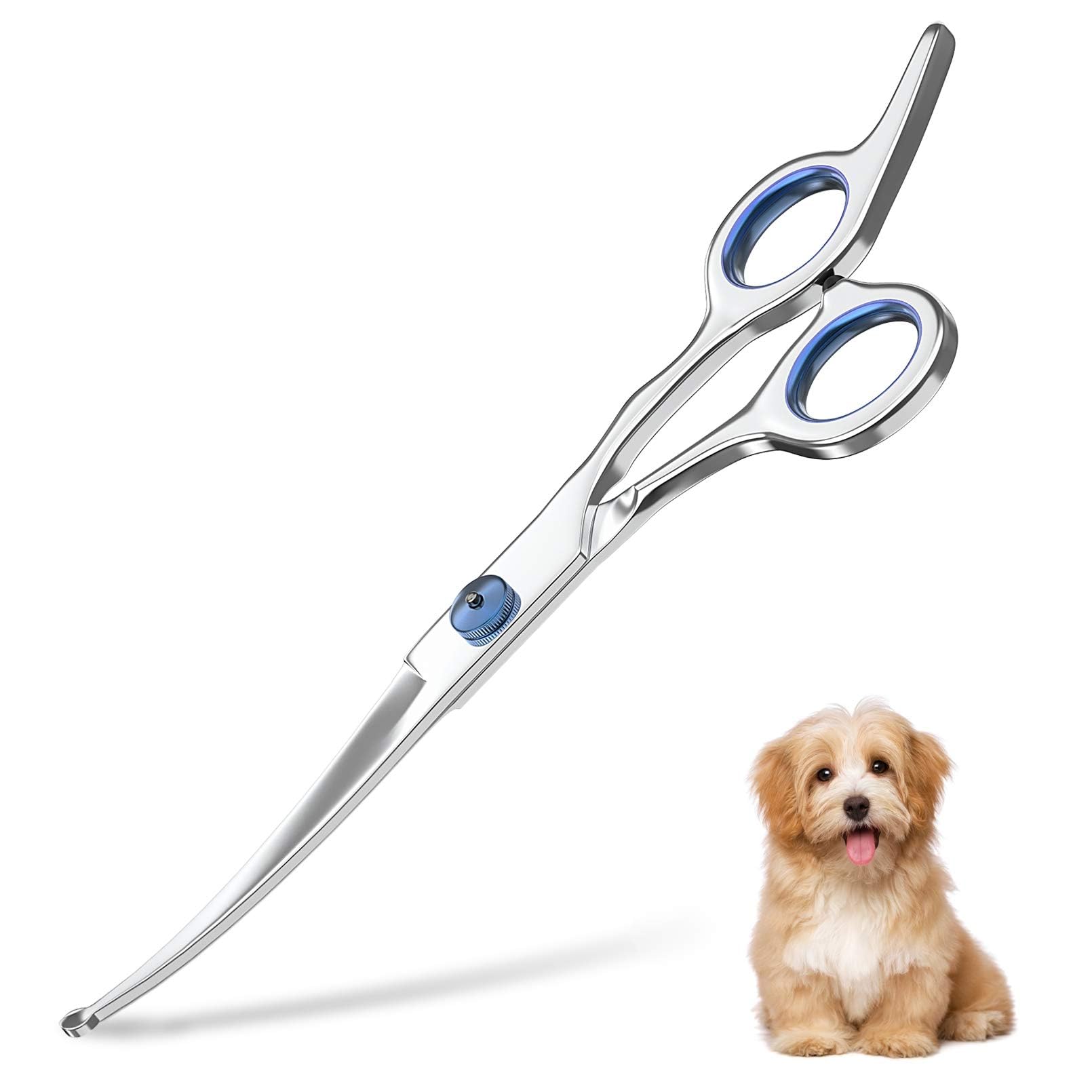 ZIBUYU Dog Grooming Scissors 6 inches Stainless Steel Curved Blade Scissors Dog Cat Hair Scissors Pet Hair Cutter Safe Dog Hair Grooming Scissors Silent Smooth Cutting Scissors