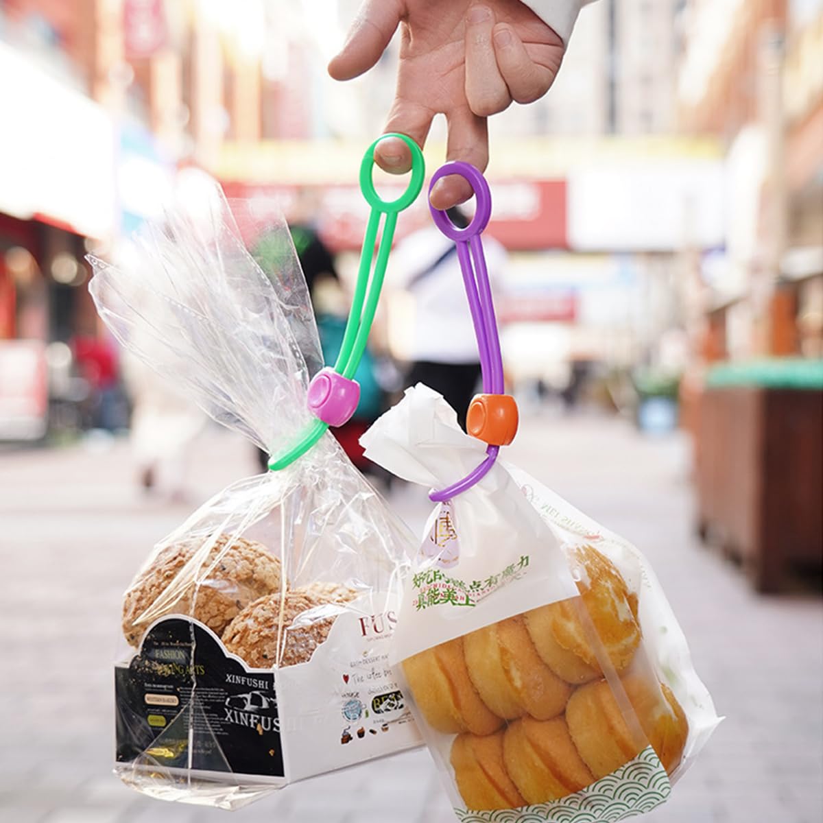 ZIBUYU Clips for Packet Sealing with Sliding Clip Design 10pcs Colorful TPE Straps