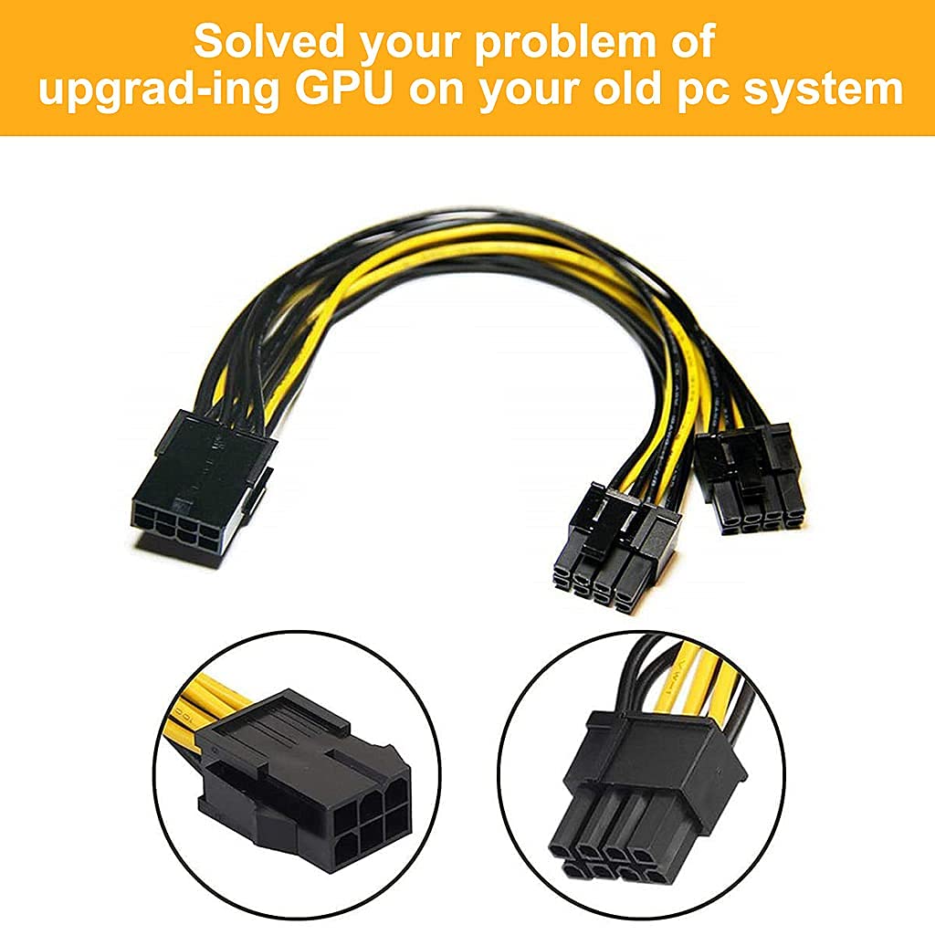 Verilux  PCIe 8 Pin Female to Dual 8 Pin (6+2) Male PCI Express Adapter Power Cable PCIE Y - Splitter Cable (6 Pack)